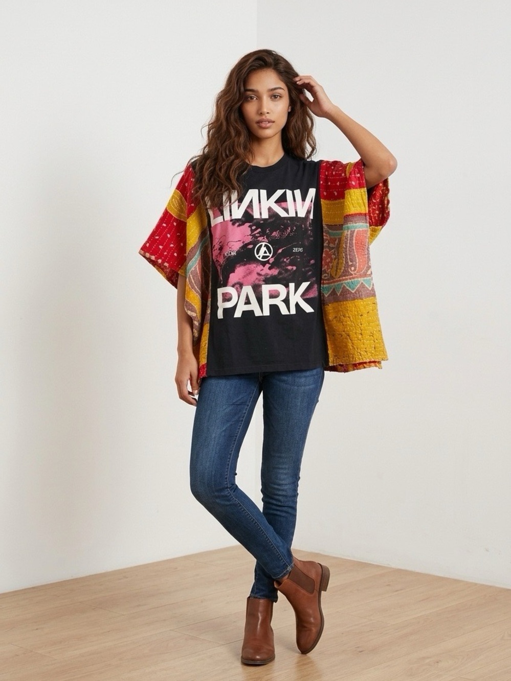 Handcrafted Upcycled LINKIN PARK Kantha Tunic NWT One Size